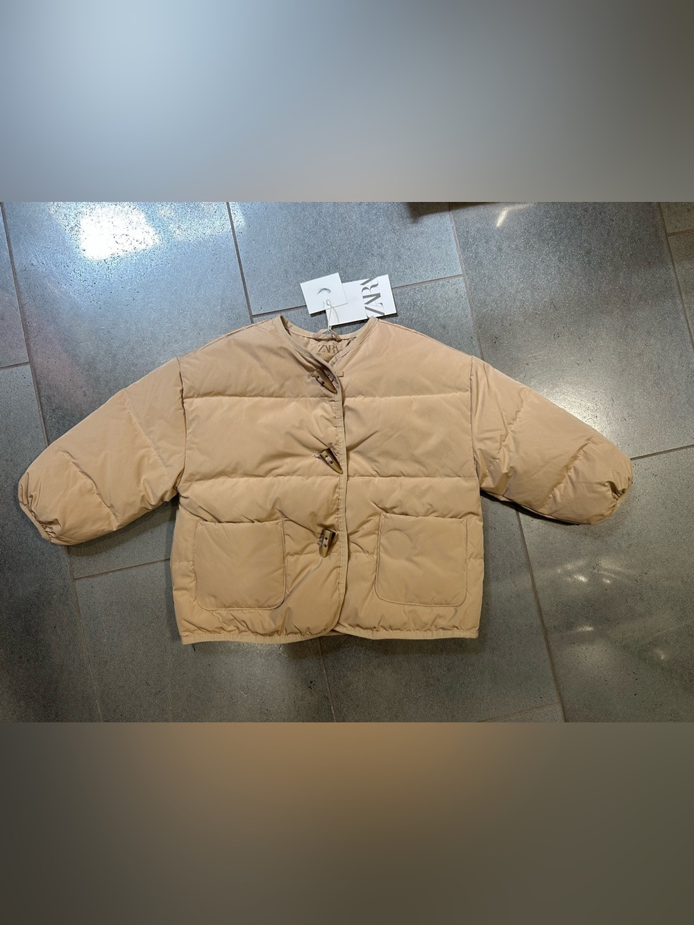Zara New 2/3 Years Beige Down Puffer Toggle Jacket Boy Girl